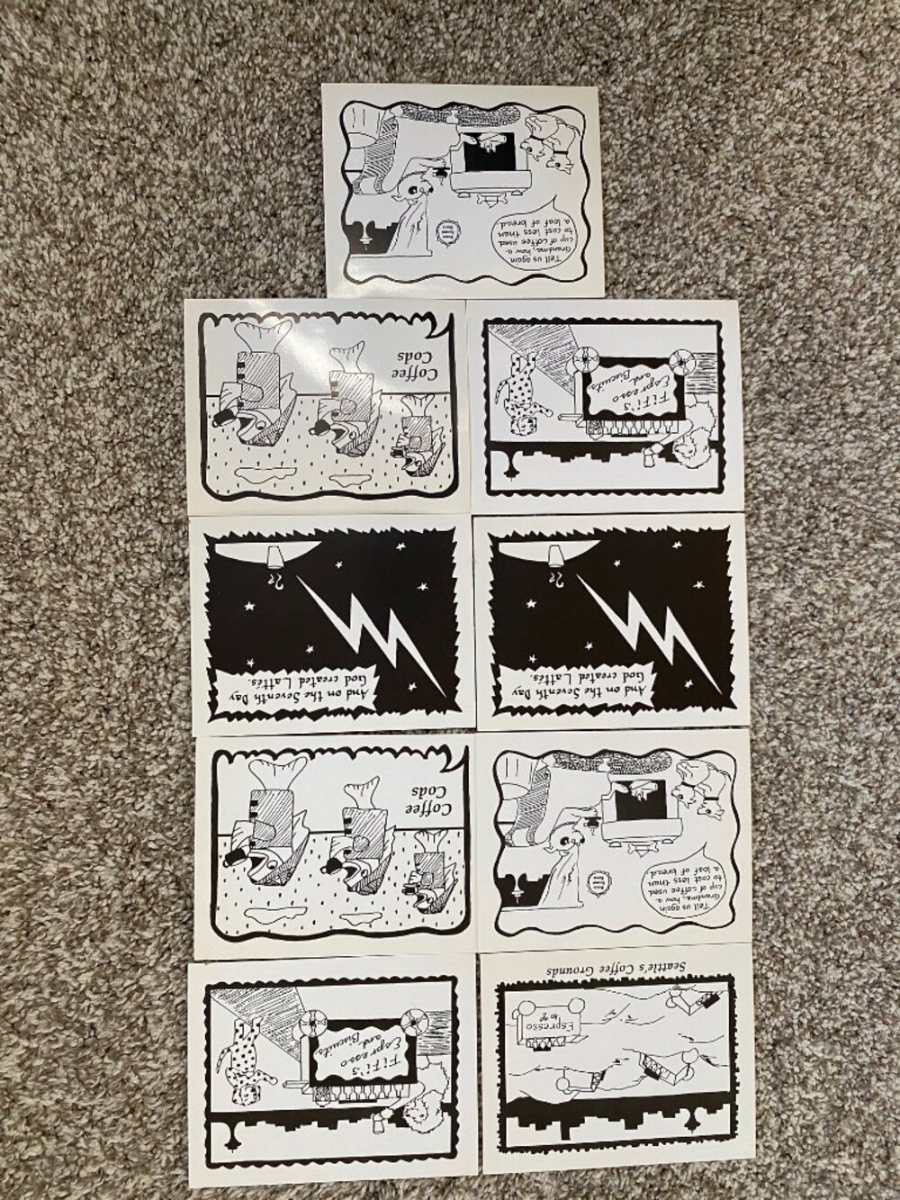 Vintage 1991 Personal Created Post Cards Black/White Set of 9 Size 5.5''x4.25''